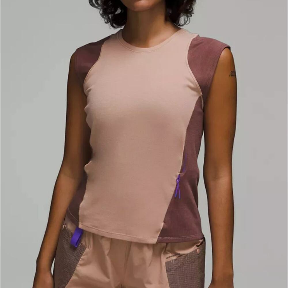 Lululemon 'Detours Welcome' Cap Sleeve Hiking Pink Tank Top Size Small